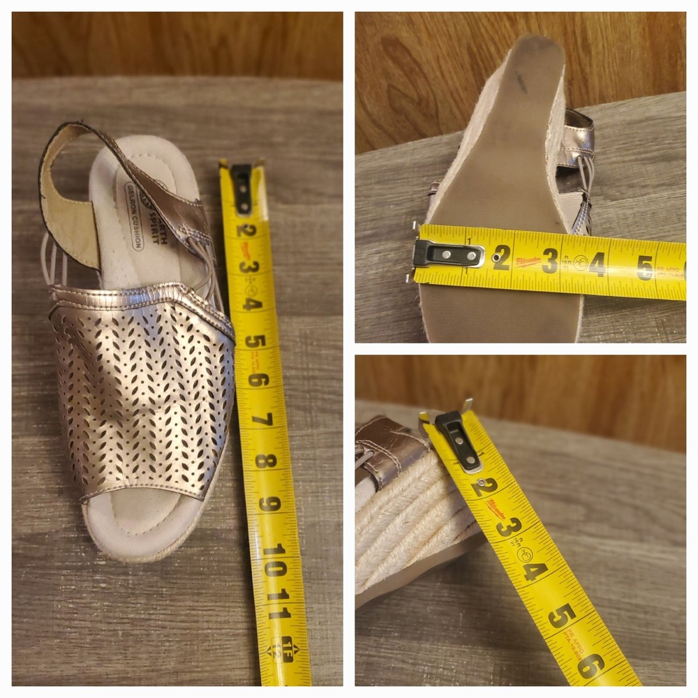 Earth Spirit Espadrille Wedge Shoes Women's Size 7 Gold - Picture 12 of 12